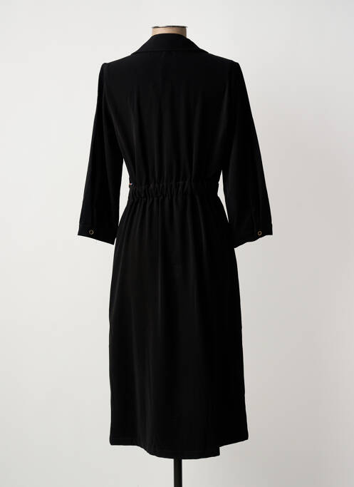 Robe mi-longue manches longues manches longues noir YUKA femme