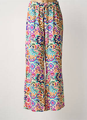 Pantalon large tissage popeline taille normale bleu JULIE GUERLANDE femme