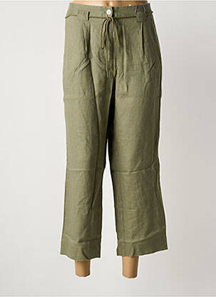 Pantalon 7/8 tissage popeline taille normale vert JULIE GUERLANDE femme