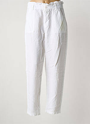 Pantalon droit tissage popeline taille normale blanc HAPPY femme