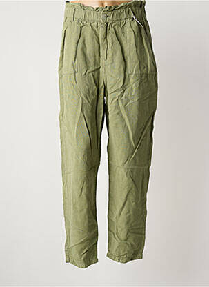 Pantalon droit tissage popeline taille normale vert HAPPY femme