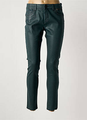 Pantalon slim tissage enduit taille normale vert ONE STEP femme