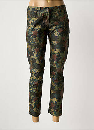 Pantalon chino tissage popeline taille normale vert PAKO LITTO femme
