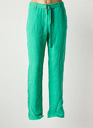 Pantalon droit tissage crêpe taille normale vert DIPLODOCUS femme