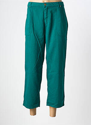 Pantalon 7/8 fermeture zippée sous rabat boutonné taille normale vert ONE STEP femme