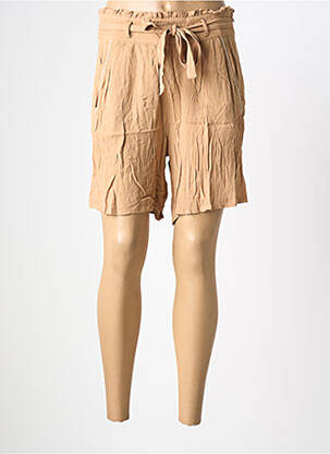 Short taille élastique taille haute beige ONE STEP femme