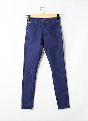 Pantalon slim tissage popeline taille normale bleu ONE STEP femme