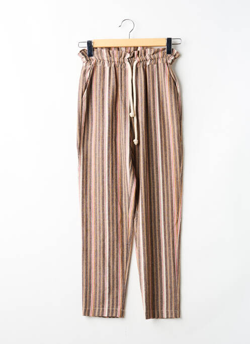 Pantalon droit taille élastique marron LA FEE MARABOUTEE femme