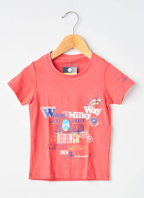 T-shirt sérigraphie floquée manches courtes rouge MA LOCOMOTION garcon