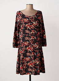 Robe mi-longue imprimé fleurs manches longues noir LA FIANCEE DU MEKONG femme