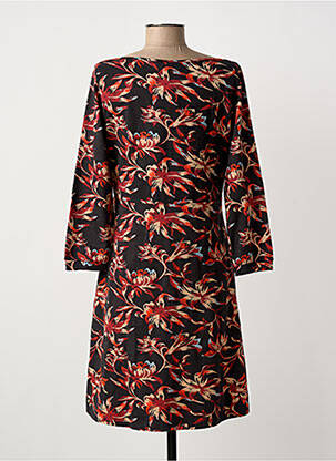 Robe mi-longue imprimé fleurs manches longues noir LA FIANCEE DU MEKONG femme