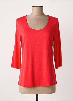 T-shirt stretch manches 3/4 rouge MARBLE femme