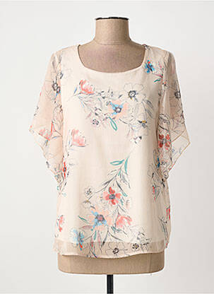 Top tissage crêpe manches courtes beige DANEVA femme