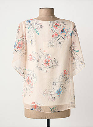 Top tissage crêpe manches courtes beige DANEVA femme