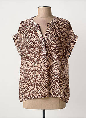 Top imprimé fantaisie manches courtes marron STORIATIPIC femme