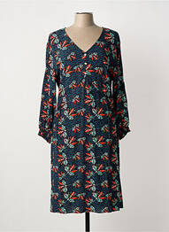 Robe mi-longue imprimé fleurs manches 3/4 bleu LA FIANCEE DU MEKONG femme