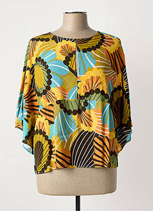 Top tissage crêpe manches courtes jaune DIANA GALLESI femme