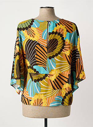Top tissage crêpe manches courtes jaune DIANA GALLESI femme