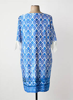 Robe mi-longue imprimé fantaisie manches courtes bleu HORTENSIA femme