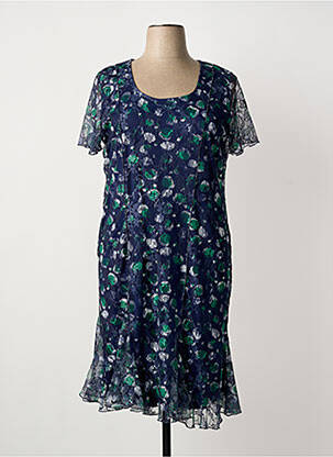 Robe mi-longue imprimé fantaisie manches courtes bleu TELMAIL femme