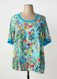 Top imprimé fantaisie manches courtes bleu MALOKA femme