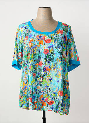 Top imprimé fantaisie manches courtes bleu MALOKA femme