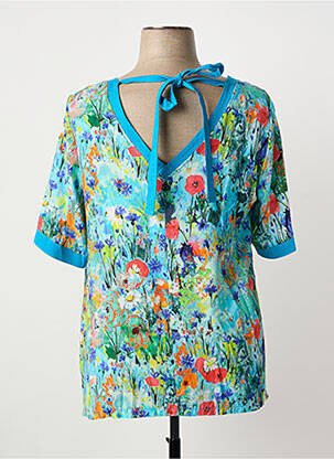 Top imprimé fantaisie manches courtes bleu MALOKA femme