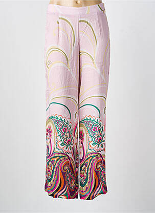 Pantalon droit taille à pinces taille haute rose PAUL BRIAL femme