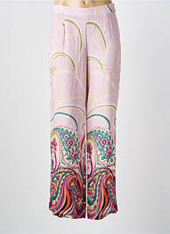 Pantalon droit taille à pinces taille haute rose PAUL BRIAL femme