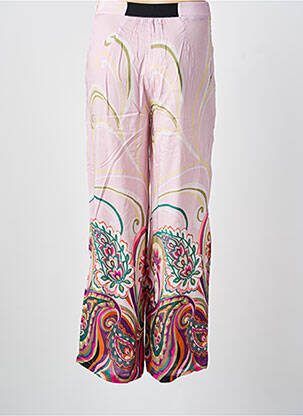 Pantalon droit taille à pinces taille haute rose PAUL BRIAL femme