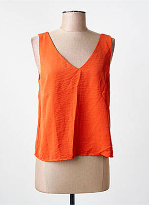 Top coupe cintrée sans manche orange VILA femme