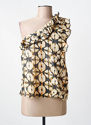 Top imprimé fantaisie sans manche beige LAND femme