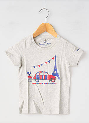 T-shirt stretch manches courtes gris MA LOCOMOTION garçon