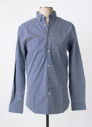 Chemise manches longues poignets boutonnés bleu SELECTED homme