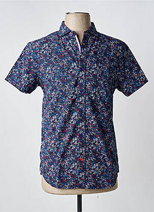 Chemise manches courtes imprimé fantaisie bleu TIMEZONE homme