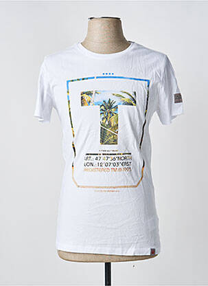 T-shirt coupe cintrée manches courtes blanc TIMEZONE homme