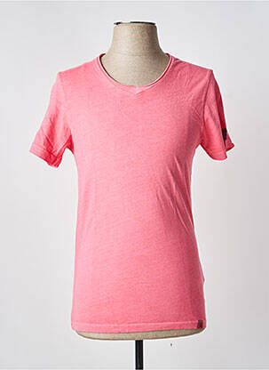T-shirt coupe cintrée manches courtes rose TIMEZONE homme