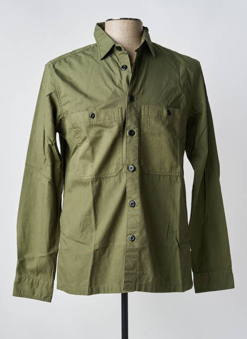 Chemise manches longues poignets boutonnés vert SELECTED homme