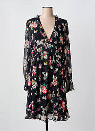 Robe mi-longue imprimé fleurs manches longues noir LIU JO femme