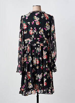 Robe mi-longue imprimé fleurs manches longues noir LIU JO femme