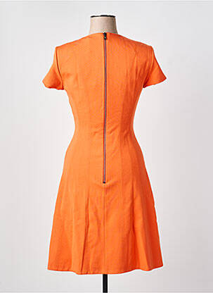 Robe mi-longue tissage crêpe manches courtes orange HUGO BOSS femme
