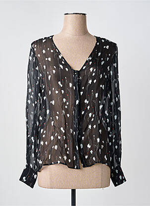 Chemisier tissage crêpe manches longues noir HUGO BOSS femme