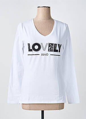 T-shirt sérigraphie avec strass manches longues blanc LIU JO femme