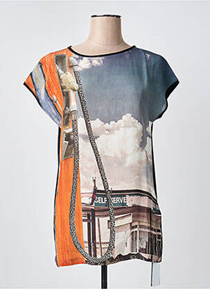 Top tissage crêpe manches courtes gris MARC CAIN femme