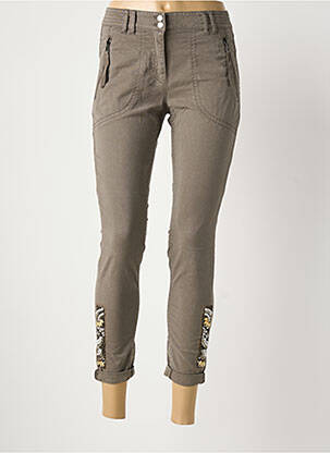 Pantalon 7/8 tissage popeline taille basse marron MARC CAIN femme