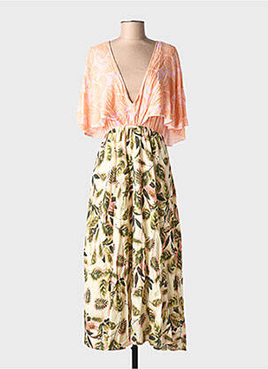 Robe longue manches courtes manches courtes rose SHAHE LELE femme
