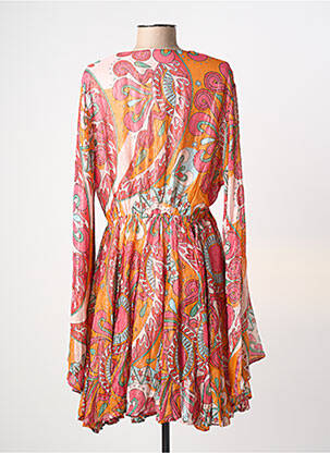 Robe mi-longue imprimé fantaisie manches longues orange SUNDRESS femme