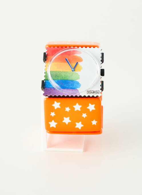Montre fermeture elastique orange STAMPS femme