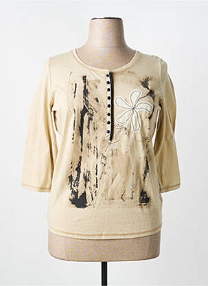 Top imprimé fantaisie manches 3/4 beige CAP JULUCA femme