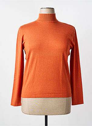 Pull col roulé coupe cintrée manches longues orange CHANTAL DELERRA femme
